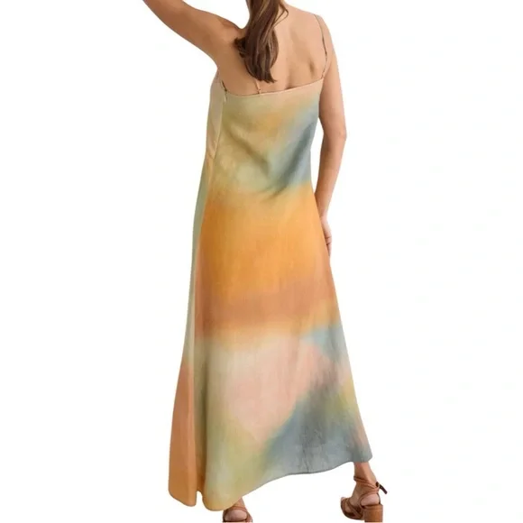 Staud Ombré Laura Linen Dress Size Large - Picture 3 of 7